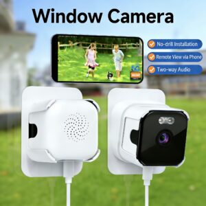 2K Window Camera Clock, 2.4Ghz And 5G Wifi Indoor Security Camera, AI Color Night Vision, Human And Motion Detection, 24/7 Recording, Easy Quick Installation for Outdoor, Car, Pet, Fish Tank, Glass Tank