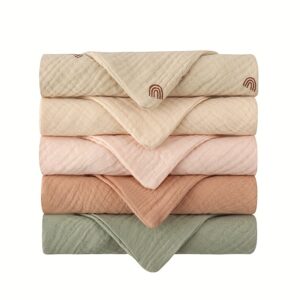 5-Pack Cotton Baby Washcloths – Ultra Soft Face & Body Towels for Newborns, Hypoallergenic Gentle Cleaning Cloths, Ideal Baby Shower Gift