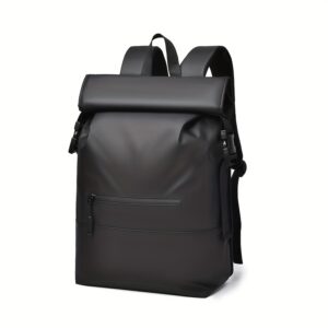 Stylish Roll-Top Daypack with Laptop Compartment - Durable Oxford Fabric, Adjustable Straps, Zip Closure for Outdoor Adventures