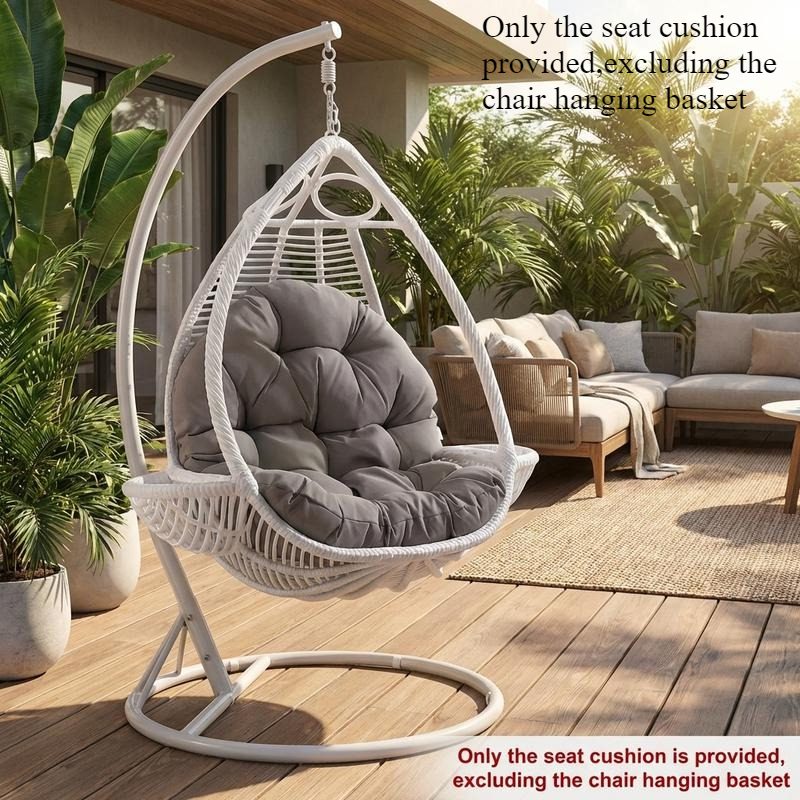 Indoor Outdoor Egg Chair Pad, Heavy Weight Fabric Durable, Soft Filling Like Clouds, User-Friendly Ties Fixation, for Study And Sunbathing, Suspended Seating Mat - Image 11