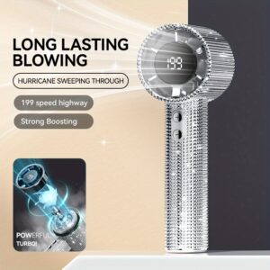 Diamond-Style Handheld Fan, Portable Hand Fan, Adorned with Sparkling Faux Diamonds, High-Speed Fan with 199 Adjustable Speed Settings, Featuring a Digital Display, USB Rechargeable, Exquisite Long-Lasting Battery Life, Available in Two Colors