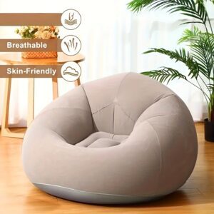 Heavy-Duty Foldable Inflatable Sofa Chair - Extra-Large Suitable for Camping, Beach & Use, No Assembly Required, Thickened Backrest with High-Elasticity Load-Bearing Frame, Space-Saving Anti-Scratch for Small Spaces, Modern Lounge