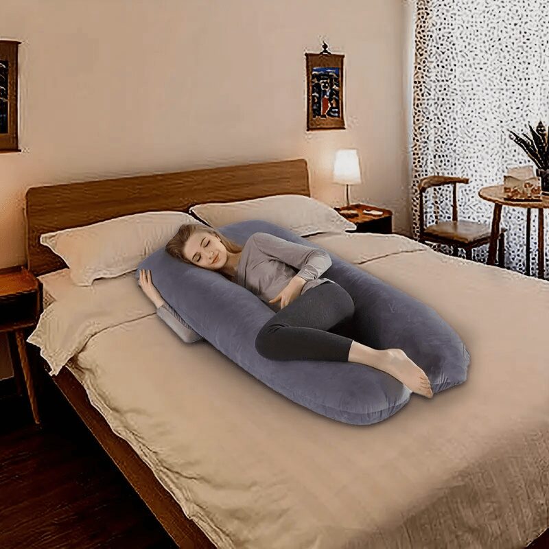 1pc Maternity U-Shaped Lumbar Pillow - Thick Support Cushion for the Lower Back, Comfortable Neck Pillow, Island Sea Island Cotton, Machine Washable, Gray, Maternity Cushion, Suitable for 25 Scenarios - Image 5