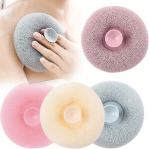 Exfoliating Shower Brush with Suction Cups- Massage Bath Ball Sponge, Suitable for Both Men And Women, Wall-Mounted Loofah, Random Colors.
