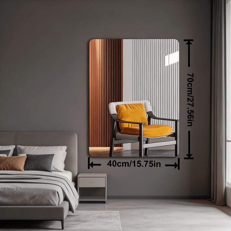 1pc Non-Glass Body Mirror Sticker - Self-Adhesive Shatterproof Glass Film, No-Drill Installation, Portable for Home Bathroom, Bedroom, Office, Dance Studio Wall-Mounted Mirror, Removable & Repositionable, Anti-Glare Heat-Resistant - Image 2