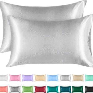 Set of Two Pillow Covers, Soft Solid Color Satin Microfiber Pillowcases, Resistant to Wrinkles And Fading, Breathable Material
