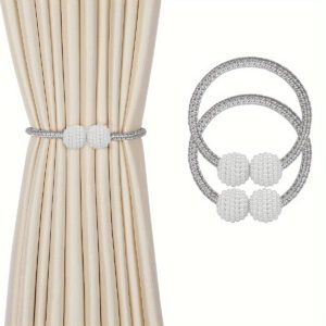 6pcs 40Cm/15.75In Magnetic Curtain Tiebacks Polyester Rope Holdbacks Contemporary Style Window Drapery Tie Fixer for Home Office Decor