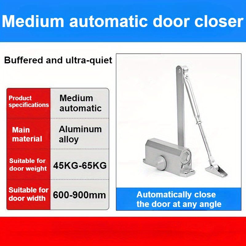 Door Closer, 45-65Kg Automatic Hydraulic Door Closer Adjustable Hydraulic Door Closer Spring Door Closer with Locking Function Bufferclosed for Commercial And Private Home - Image 4