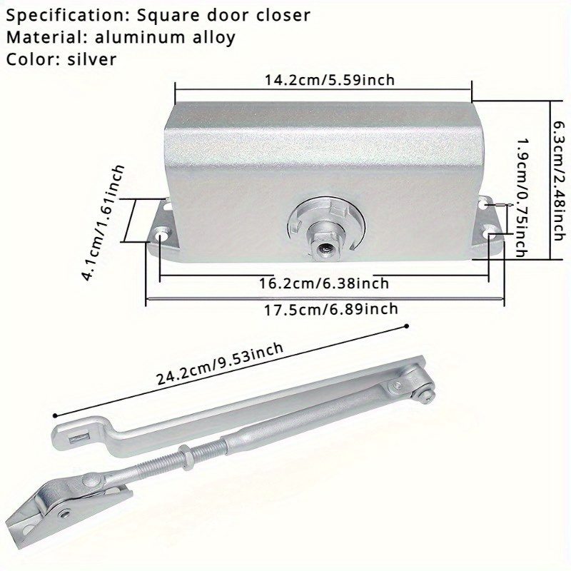 Door Closer, 45-65Kg Automatic Hydraulic Door Closer Adjustable Hydraulic Door Closer Spring Door Closer with Locking Function Bufferclosed for Commercial And Private Home - Image 2