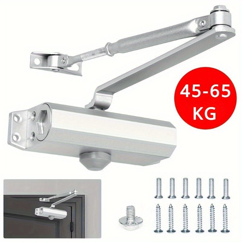 Door Closer, 45-65Kg Automatic Hydraulic Door Closer Adjustable Hydraulic Door Closer Spring Door Closer with Locking Function Bufferclosed for Commercial And Private Home