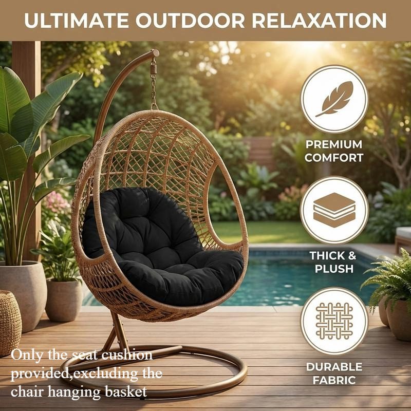 Indoor Outdoor Egg Chair Pad, Heavy Weight Fabric Durable, Soft Filling Like Clouds, User-Friendly Ties Fixation, for Study And Sunbathing, Suspended Seating Mat - Image 6