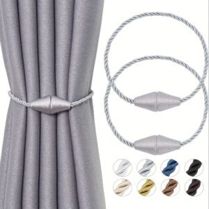 A Set of Two Magnetic Curtain Ties, Handcrafted Bohemian-Style Decorative Cords, Suitable for Living Rooms, Bedrooms, And Offices. These No-Drill Magnetic Curtain Holders Are Stylish Additions That Enhance The Ambiance