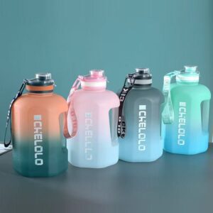 Large Capacity Water Bottle | Leakproof Sports Kettle for Gym & Outdoor | Insulated Summer Fitness Jug with Straw | Trendy Big Belly Cup for Men Women | Heat-Resistant Portable Hydration Bottle with Time Marker