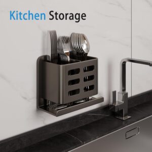 Gray Wall-Mounted Storage Rack for Bathroom Sink, Multifunctional Organizer for Combs, Toothbrushes, And Razors