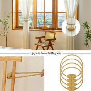 4pcs Set of Golden Magnetic Curtain Buckles, Exquisite Curtain Ties, Elegant Decorative Curtains, Perfect for Home, Office, Hotel, and Outdoor Curtains, Making It an Ideal Curtain Decoration