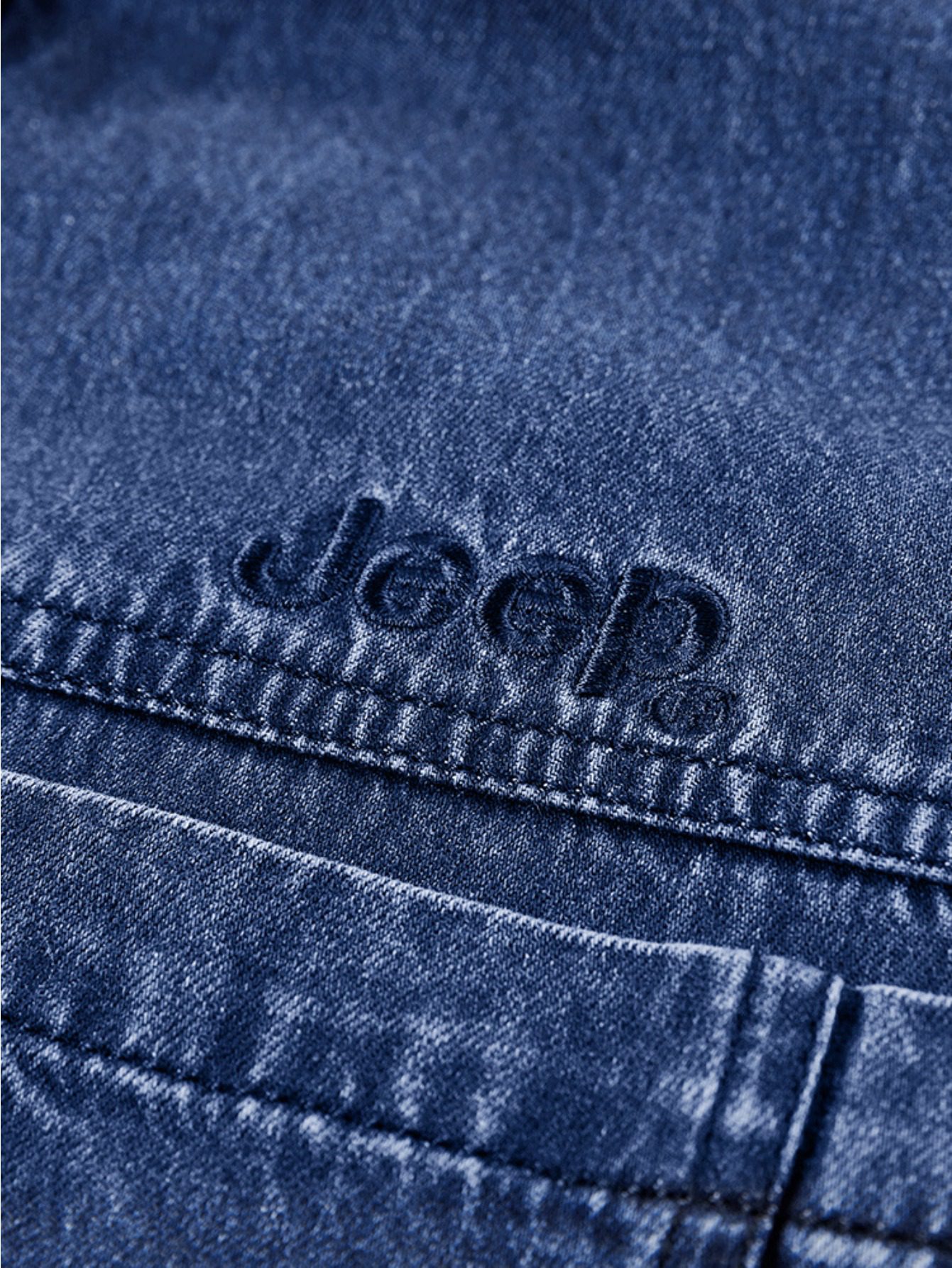 Jeep Cotton Denim Long Sleeve Shirt for Men Embroidered Logo Lapel Button Double Chest Pockets Wrinkle-resistant Stylish Light Business Casual - Image 6