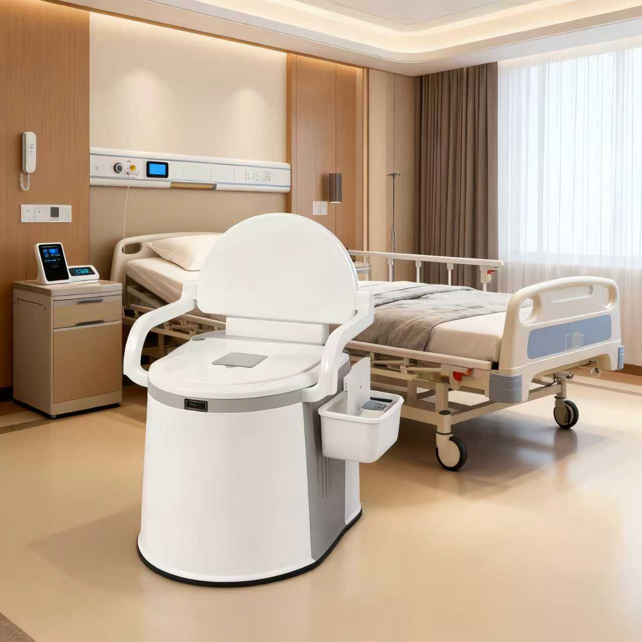 365-Day Use for Day and Night, Warm Winter Christmas New Year Portable Floor-Standing Toilet with Backrest and Armrests, ABS Material with Detachable Inner Bucket, Easy-to-Clean Design, Suitable for Elderly, Pregnant Women, and Post-Surgery Patients - Image 3