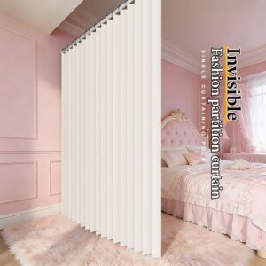 1pc Modern Foldable Room Divider Curtain with -Fold Privacy Screen - Light-Blocking Panel Suitable for Living Room, Bedroom, Kitchen, Space-Saving Folding Design, Hooks Included, Durable Polyester Fabric for Divider