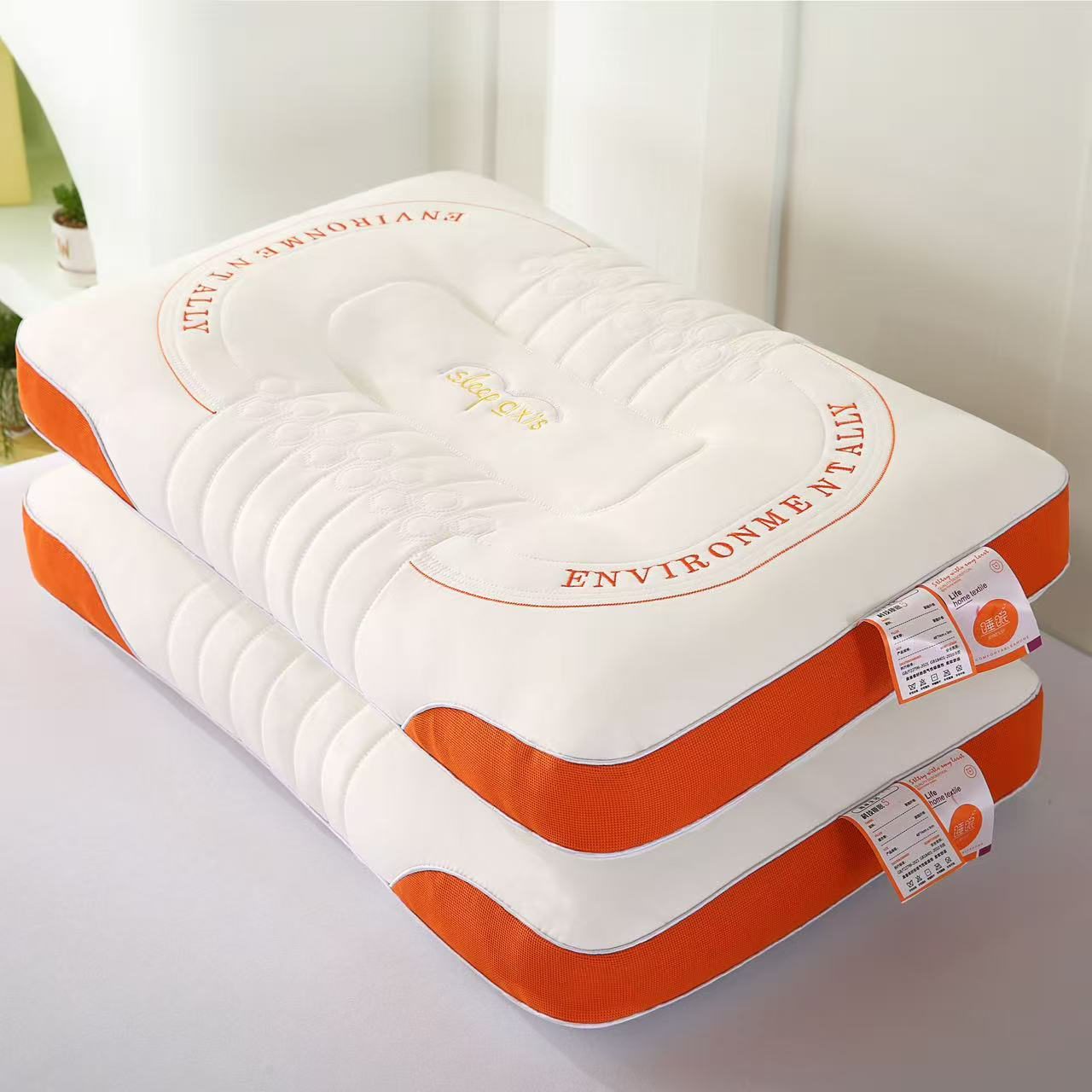 1pc Deep Sleep Pillow Provides Refreshing Sleep All Year Round, with a Soft and Highly Elastic Pillow Core. Its Ergonomic Neck-supporting Design Conforms to the Physiological Curve, While Zoned Support Technology Accommodates Both Side and Back - Image 5