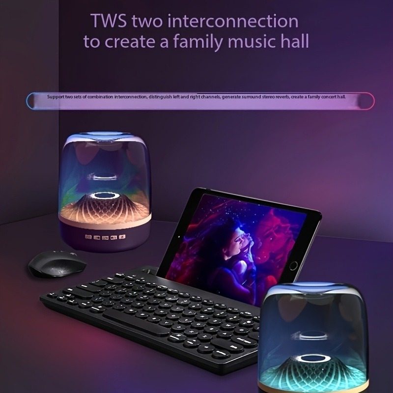 Wireless Home Theater Speaker - USB Rechargeable, Stereo, Diamond Effect Colored Lighting Theme, High-Quality Sound, Immersive Home Entertainment, Portable Wireless Speaker, Ideal Gift for 10 Important Holidays (Father'S Day, Mother'S Day - Image 4