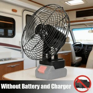 High Power Dual-Speed Camping Fan, Rechargeable Portable Fan for RV Camper Car Travel Hiking, Compatible with Makita ( Not Included)
