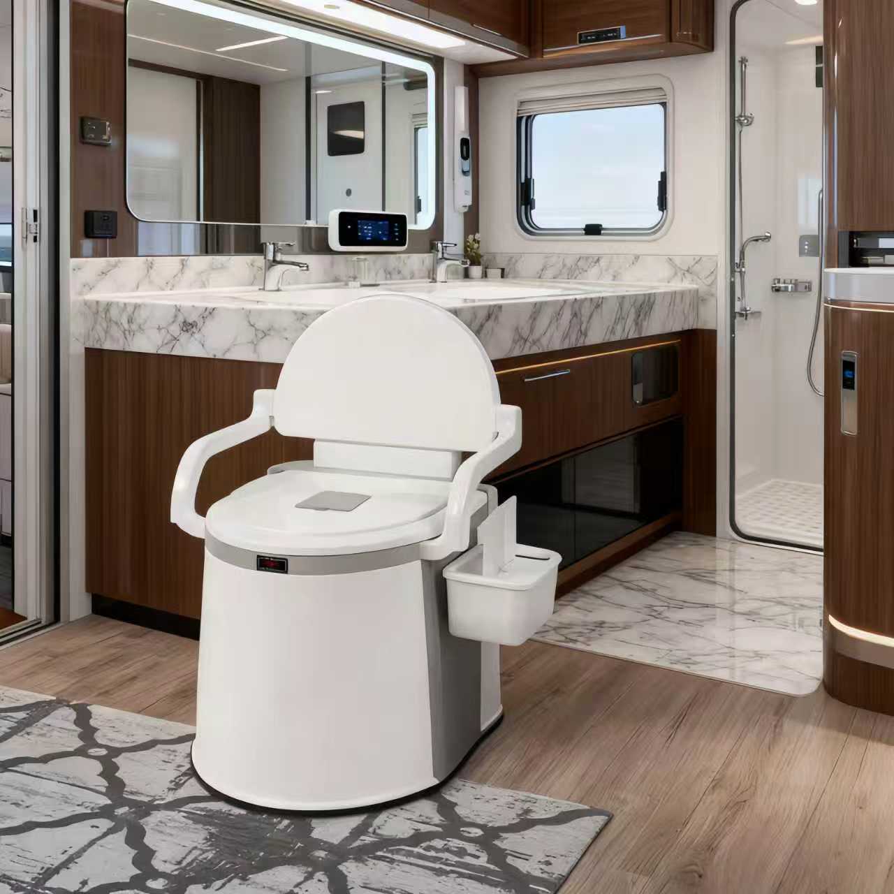 365-Day Use for Day and Night, Warm Winter Christmas New Year Portable Floor-Standing Toilet with Backrest and Armrests, ABS Material with Detachable Inner Bucket, Easy-to-Clean Design, Suitable for Elderly, Pregnant Women, and Post-Surgery Patients - Image 7