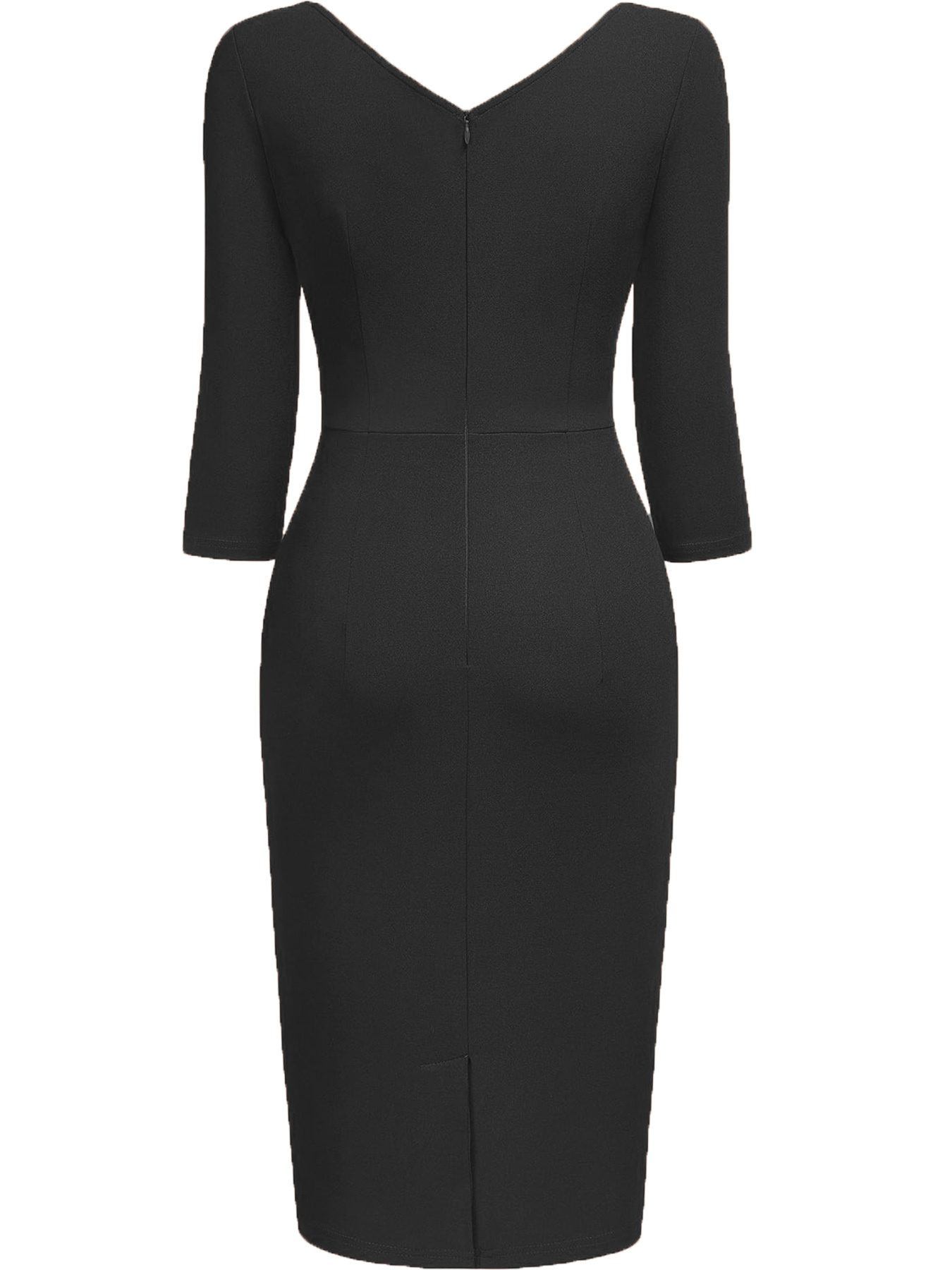 A Stylish And Elegant Summer Dress with a V-Neck, Three-Quarter Sleeves, And Side Pleats, Designed to Fit Snugly And Accentuate The Figure, Perfect for Work Or Party Occasions - Image 8
