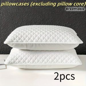 2 Luxury Lattice Pillowcases, Suitable for Home, Hotel Bedding, Solid Color Three-Layer Compartment Hotel Pillowcases, Breathable Thickened Pillowcases for Home (Excluding Pillow Core)