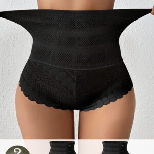 Set of 2 [Lace Shapewear] Comfortable High-Waisted Lace Shapewear Briefs | Women'S Tummy Shaping & Butt Enhancement, Underwear for Postpartum