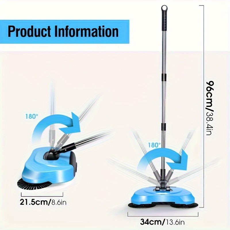 Long Handle Manual Sweeper And Vacuum Set - Multifunctional Push Floor Cleaning Tool for Hard Floors, Tiles, Kitchens, Offices And Pet Hair Removal - Image 4
