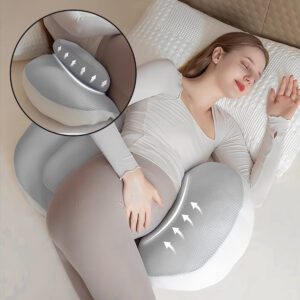 For Comfortable Maternity Pillow Designed for Back, Waist, And Belly Support – a Soft, Adjustable Cushion Ideal for Side And Stomach Sleepers – Available in Gray for Enhanced for Comfort And Fatigue Alleviation