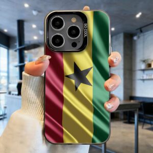 Phone Case: Luxurious, Niche, and Elegant Ghana Flag Print See-through Black Large-hole Drop-proof and Anti-slip Phone Case, for iPhone 17/16/15/14/13/12/11/Plus/Pro/Max/Air/Mini/16E. Lightweight and Luxurious, Durable, with Clear Painted Protective