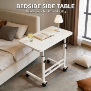 Model 1: Mobile Height-adjustable Computer Desk with Swivel Casters, a Lazy Desk for Bedside Use in the Bedroom, a Study Desk for Students, and an Office Work Desk. Height Is Adjustable, Available in Black and White. A Must-have for Small Apartments.