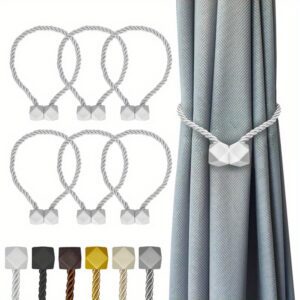 6 Pack Heavy Duty Magnetic Curtain Tiebacks - Strong Magnet Holdbacks for Thick Or Thin Curtains, Living Room, Bedroom, Office, Kitchen - Modern Window Drapes Clips (6 Pack), Living Room Curtain Holders, Modern Design, Durable Construction