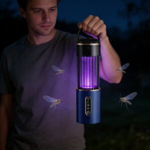 USB Rechargeable 2000mAh Mosquito Repellent Lamp - Multi-functional, High-Intensity Lighting, Skeleton Capture and Physical Elimination, Stylish Black Design for Bedrooms, Gardens, and Camping - Summer Essential, Mosquito Repellent Lamp, Garden Pest