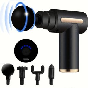 Handheld Electric Massager, Portable Massage Tool - Suitable for Back, Neck, and Full Body - 6 Speed Settings - Equipped with 4 Massage Heads, Rechargeable USB Device, Ideal Gift