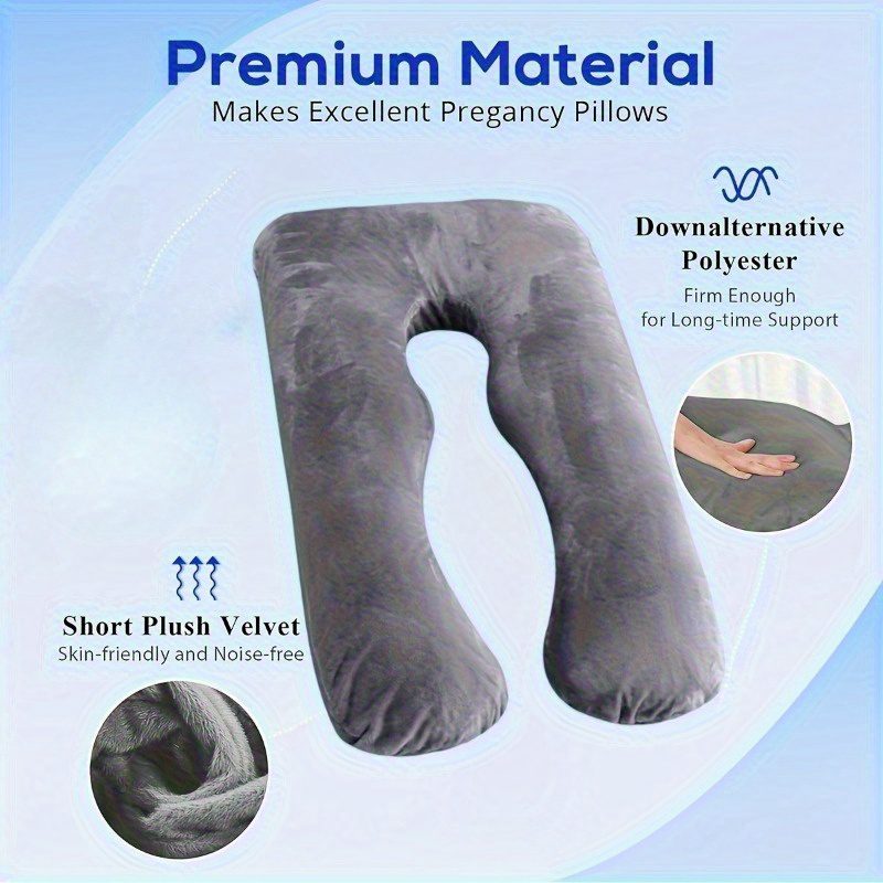 1pc Maternity U-Shaped Lumbar Pillow - Thick Support Cushion for the Lower Back, Comfortable Neck Pillow, Island Sea Island Cotton, Machine Washable, Gray, Maternity Cushion, Suitable for 25 Scenarios - Image 3