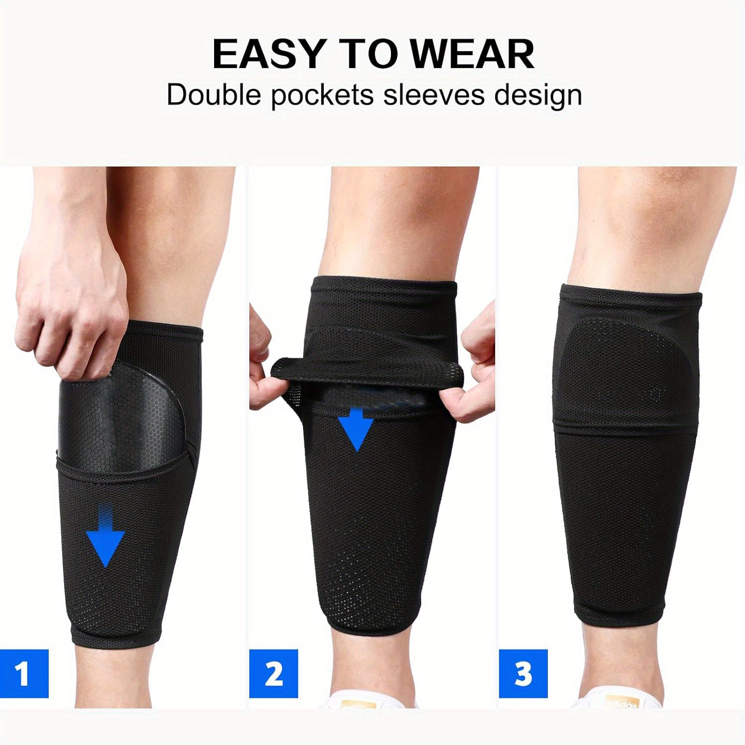 Set of 2 Breathab Shin Seves Designed for Soccer, Featuring a Durab New Sty Avaib in Sizes S, M, And These Extra Roomy Shin Socks Provide for Comfort And Are Ideafor Summer Camps And Agues - Image 2