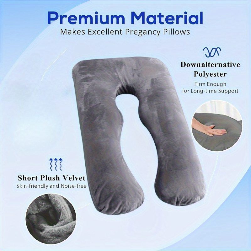 1pc Maternity U-Shaped Lumbar Pillow - Thick Support Cushion for the Lower Back, Comfortable Neck Pillow, Island Sea Island Cotton, Machine Washable, Gray, Maternity Cushion, Suitable for 25 Scenarios - Image 2