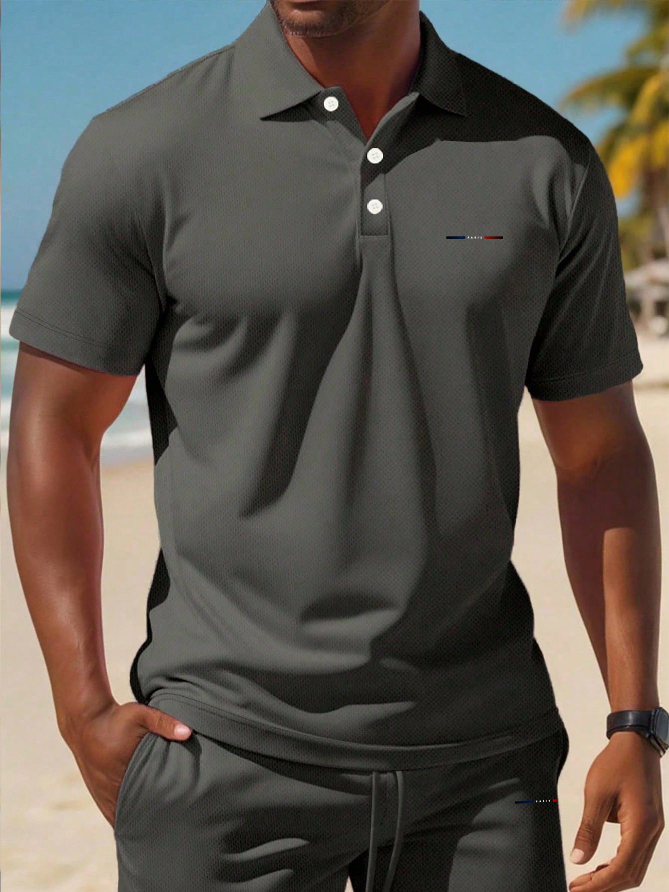 Men'S Summer Polo Shirt Sports Casual Outfit, Featuring a Short-Sleeve Collar Design And Pocketed Belt Shorts, Perfect for Outdoor Leisure And Beach Relaxation - Image 6