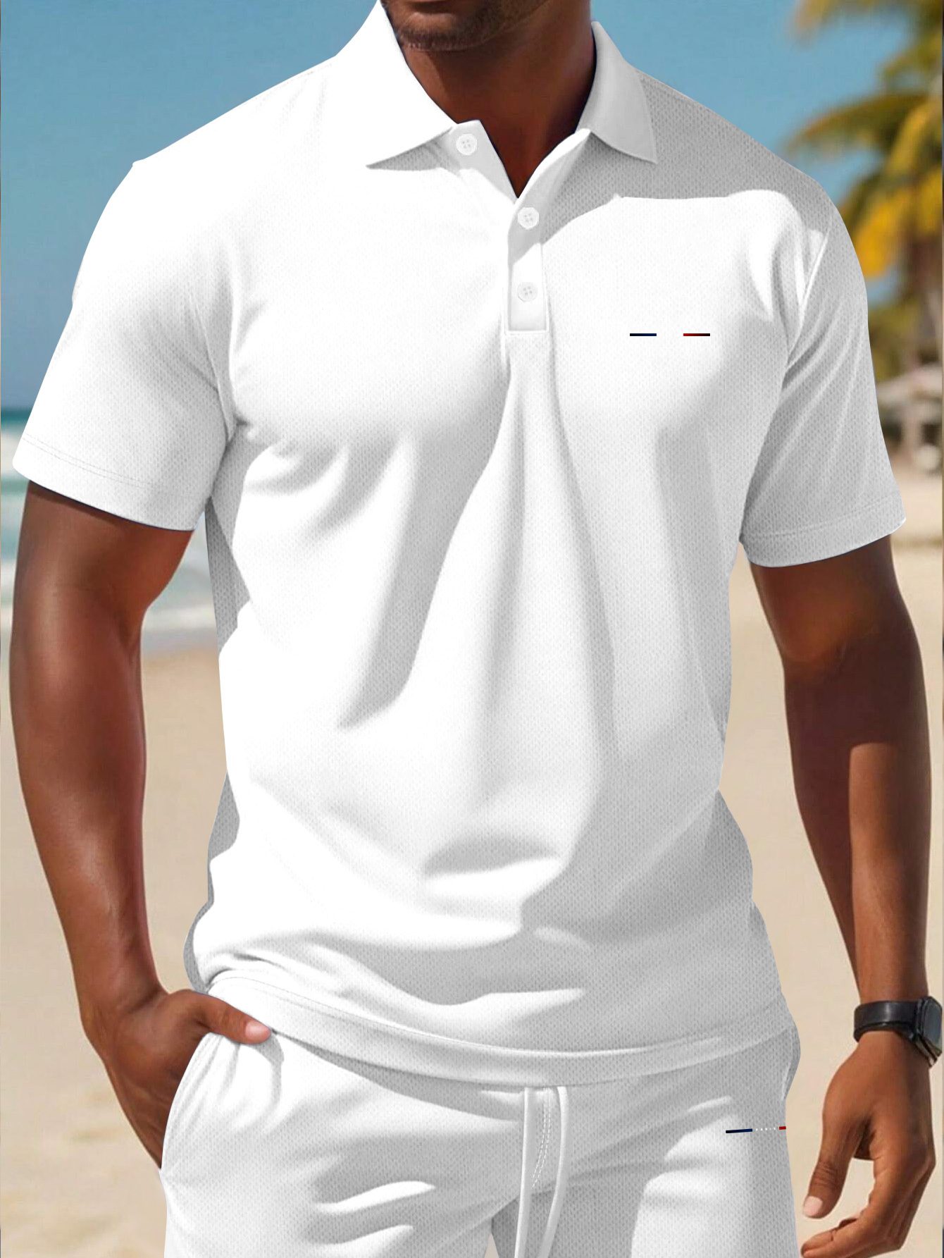 Men'S Summer Polo Shirt Sports Casual Outfit, Featuring a Short-Sleeve Collar Design And Pocketed Belt Shorts, Perfect for Outdoor Leisure And Beach Relaxation - Image 5