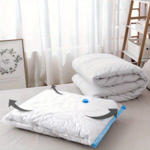 8-Pack Extra Large Vacuum Storage Bags with Manual Pump - No Electricity Needed, Air-Tight Zipper Closure, Dust & Moisture-Proof Space Saver for Clothes, Bedding, Dorms, Wardrobes & Moving, Vacuum Storage Bags for Clothes, Moving Essentials, Efficient Packing, Secure Closure, Frequent Movers
