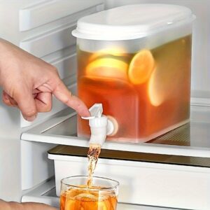 1 Unit, Plastic Jug, Beverage Dispenser with Spout, Large Volume Container, Cold Water Kettle with Tap for Refrigerator, Fruit Infuser Pitcher, Lemonade Container, Home Essentials