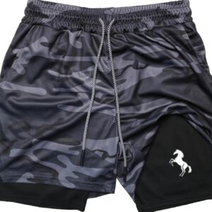 Men'S Running Shorts | Regular Fit, Slight Stretch Fabric, Print Pattern, Drawstring Detail | Suitable For Sports, Training, Hiking & Outdoor Activities In Summer