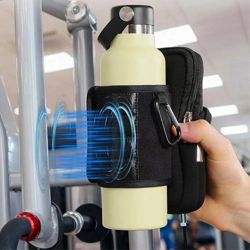 Magnetic Water Bottle Sleeve Pouch Magnetic Water Bottle Holder Multi Purpose Magnetic Bag for Gym Office & Travel Smartphones, Keys, Cards - Hands-Free Workout Mount for Treadmills, Benches, Equipment - Essential Fitness Storage Pouch - Image 4