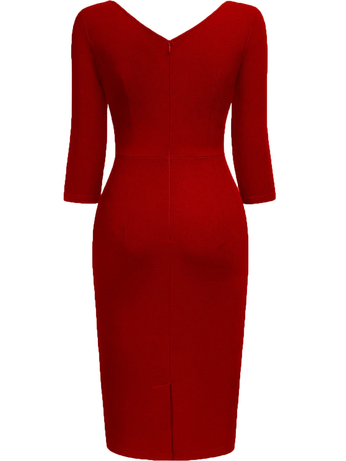 A Stylish And Elegant Summer Dress with a V-Neck, Three-Quarter Sleeves, And Side Pleats, Designed to Fit Snugly And Accentuate The Figure, Perfect for Work Or Party Occasions - Image 5