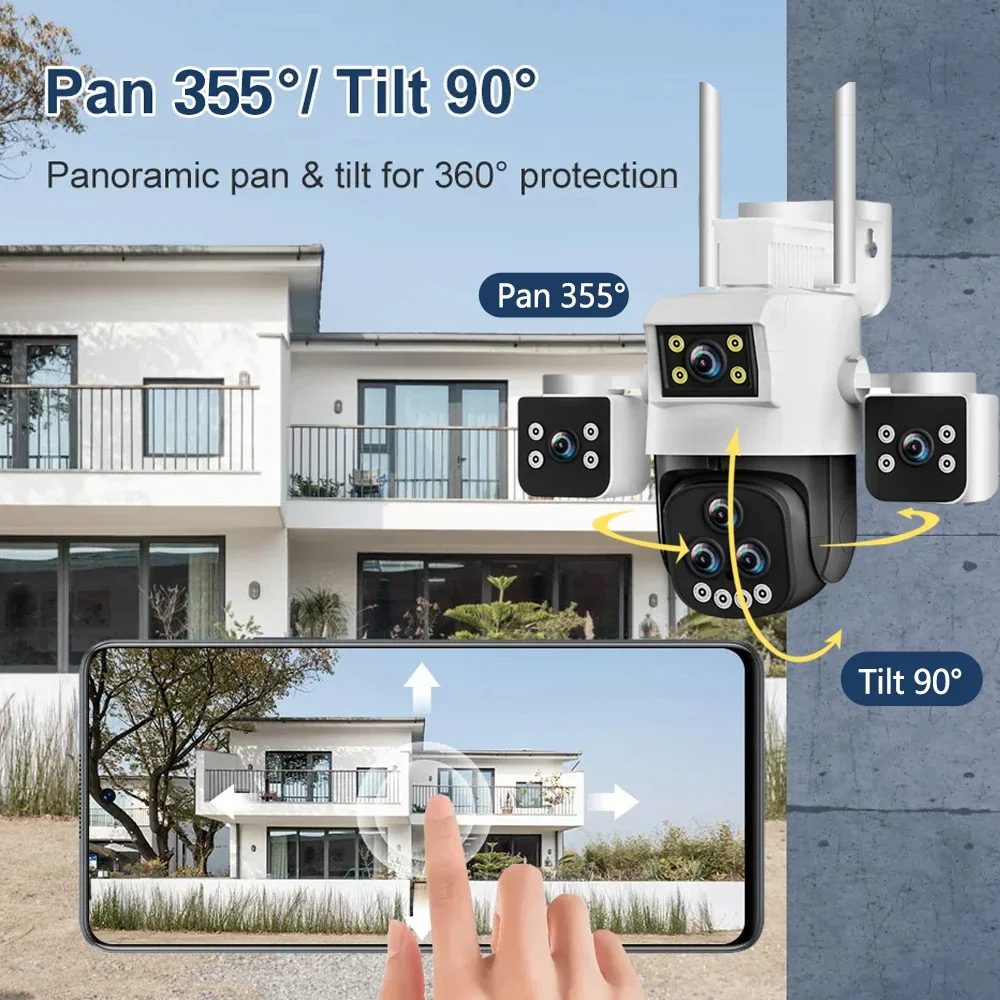 20x Zoom 4MP WiFi Security Camera, White, Full HD WiFi Security Camera, 5 Lenses, Two-Way Audio, Outdoor IP66, Auto Tracking, Human Detection, Push Notifications, 360° Pan-Tilt Control, Video Monitoring, Suitable for Home, Office, and Outdoor Use - Image 4