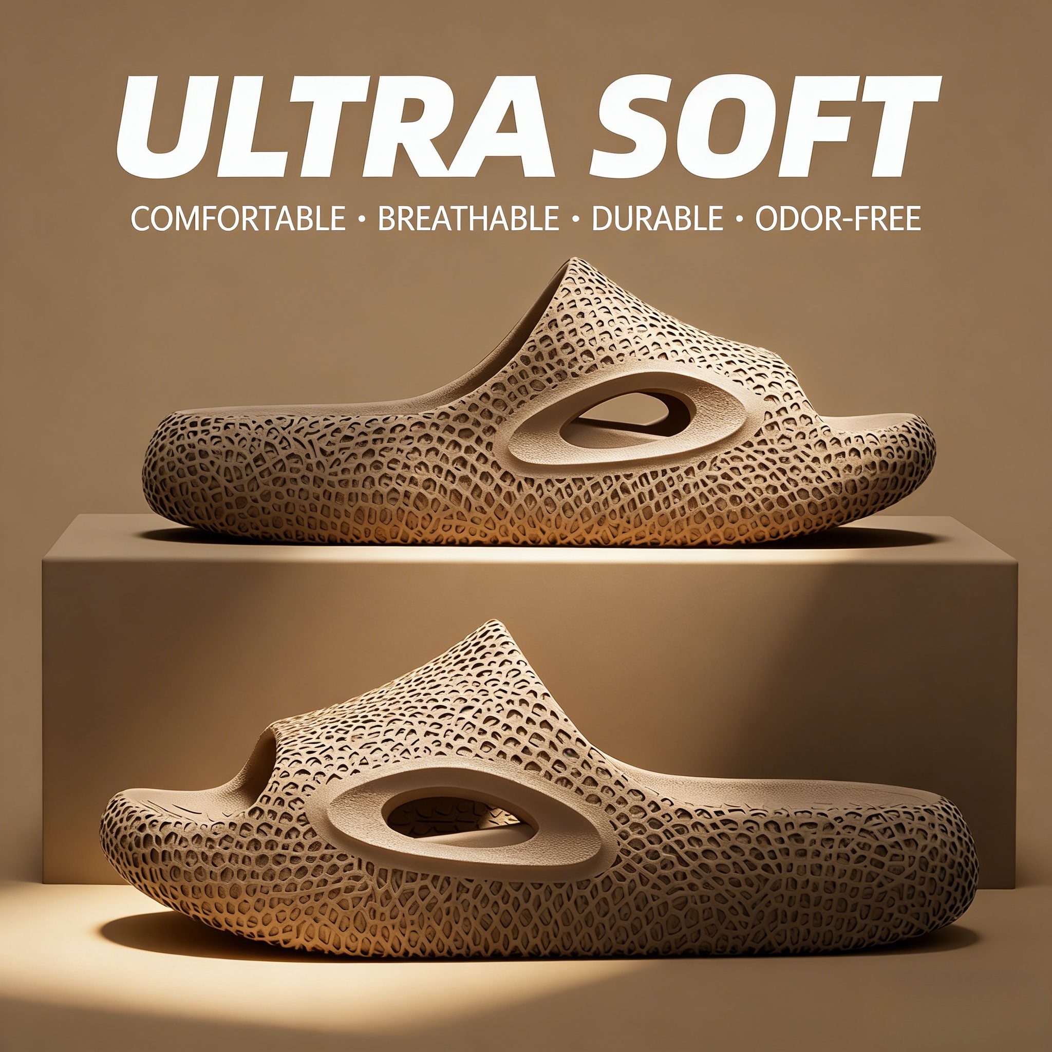High-End Three-Dimensional Textured Unisex Outdoor Non-Slip Odor-Resistant Silent Couple Summer Cloud-Like Sports Slippers