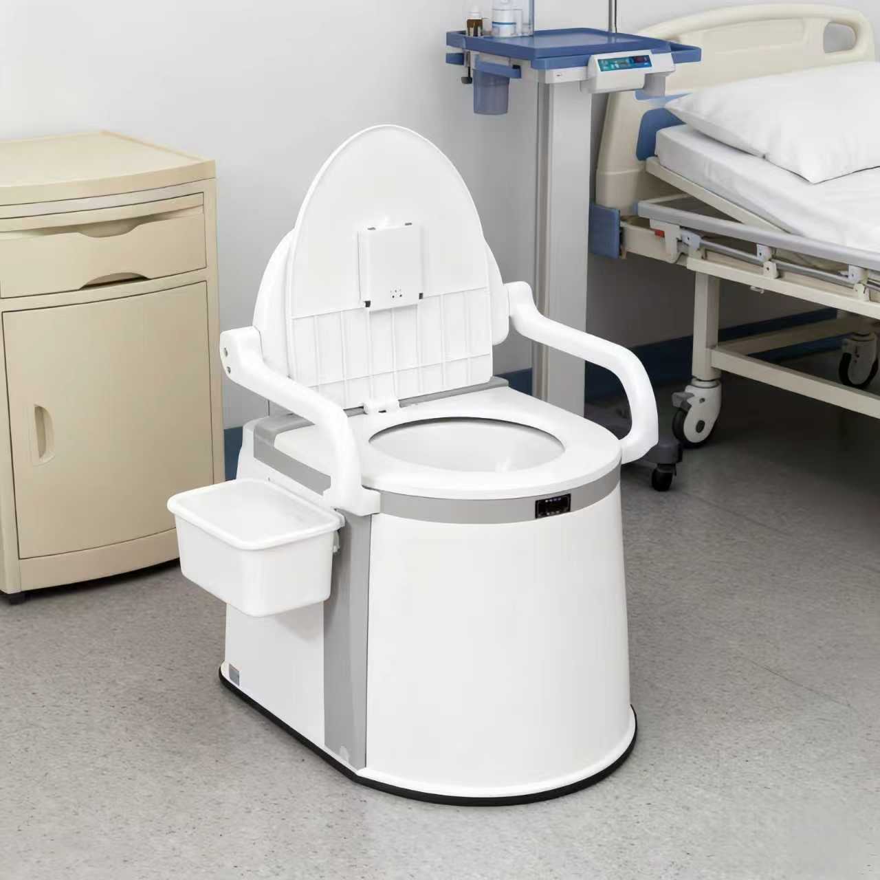 365-Day Use for Day and Night, Warm Winter Christmas New Year Portable Floor-Standing Toilet with Backrest and Armrests, ABS Material with Detachable Inner Bucket, Easy-to-Clean Design, Suitable for Elderly, Pregnant Women, and Post-Surgery Patients - Image 2