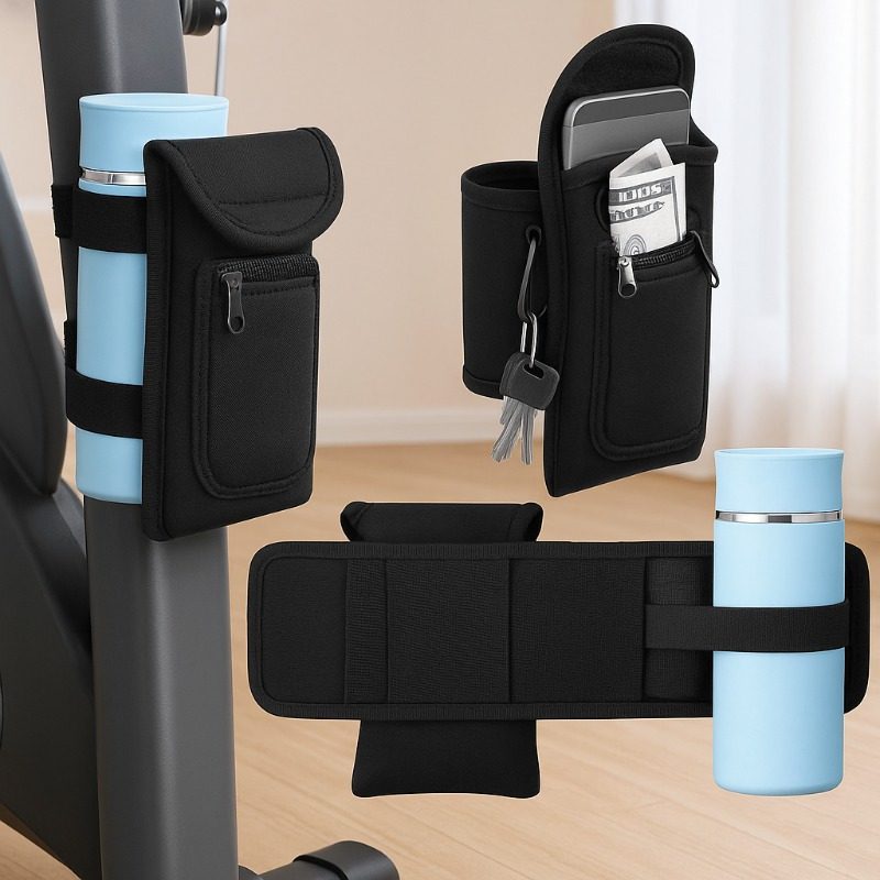 Magnetic Water Bottle Sleeve Pouch Magnetic Water Bottle Holder Multi Purpose Magnetic Bag for Gym Office & Travel Smartphones, Keys, Cards - Hands-Free Workout Mount for Treadmills, Benches, Equipment - Essential Fitness Storage Pouch - Image 6